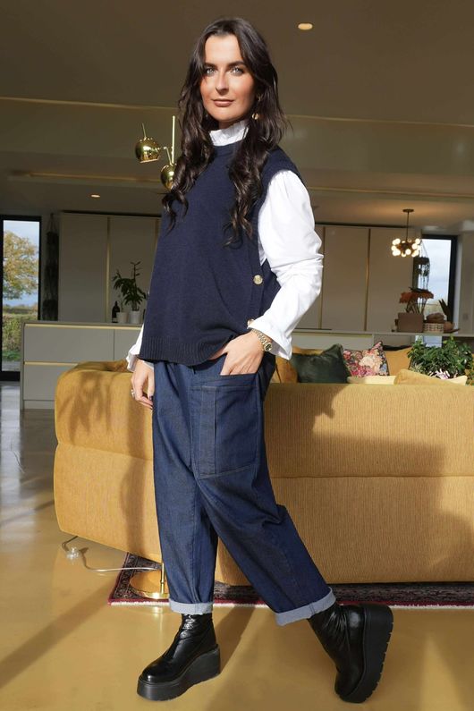 Meridith Button Side Knit Navy /12=